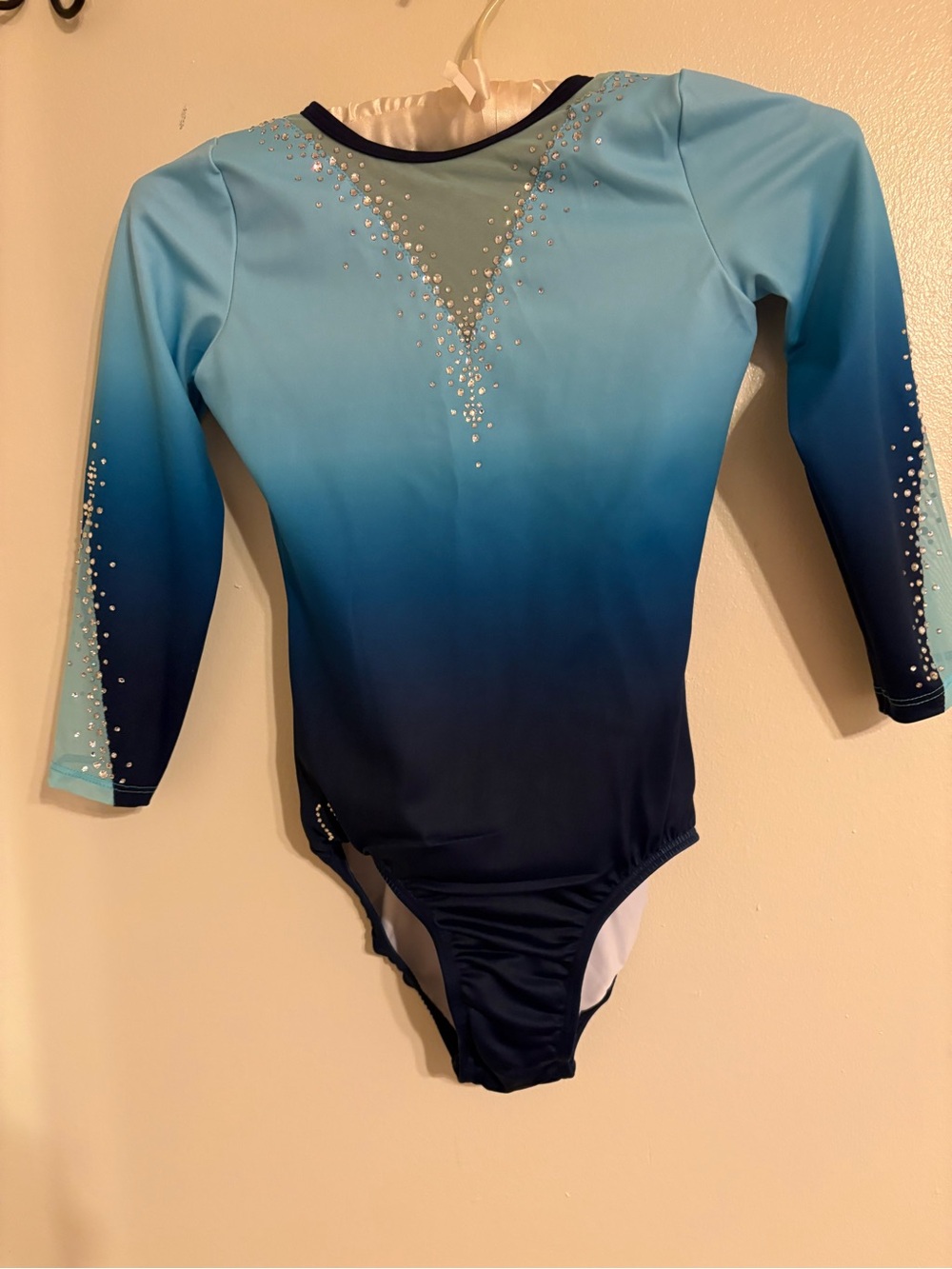 Girls' Ombre Blue Long-Sleeve Gymnastics Leotard